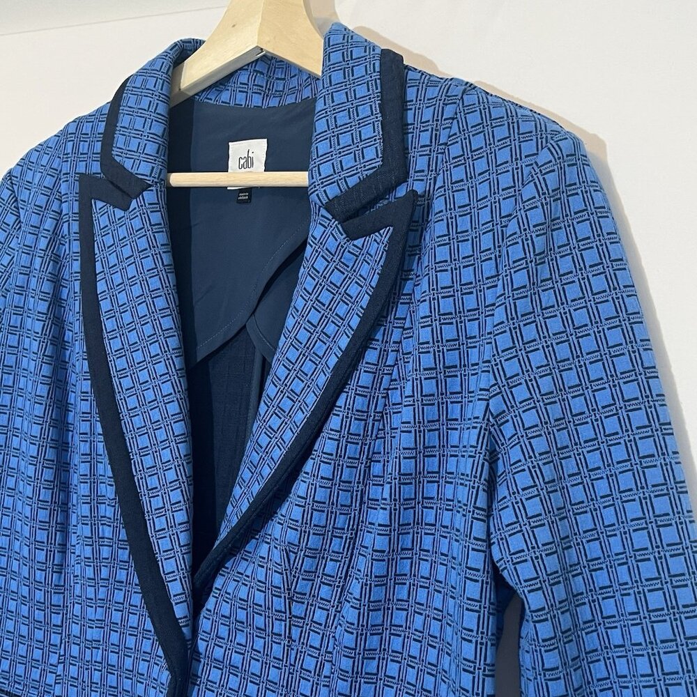 CAbi Scholarship Knit Blazer Jacket Medium Size Navy Blue Stretch Career Work - Picture 12 of 14